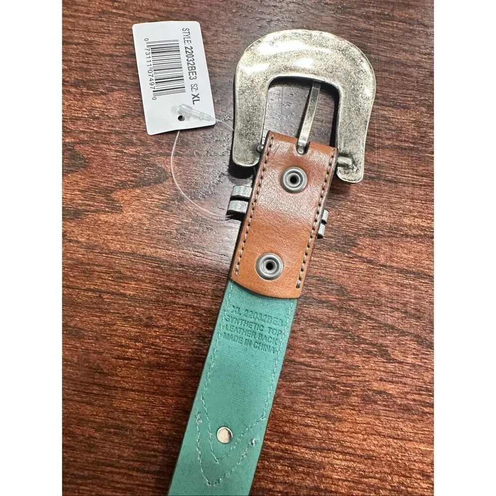 CatchFly Girls Teal and Brown Western Belt Size XL New
